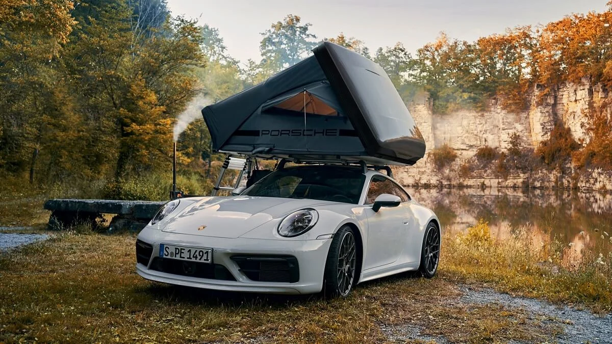 Glamping i Porsche med tält